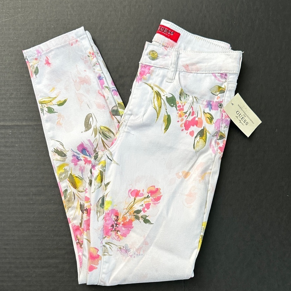 New Guess White Floral Skinny Jeans - Picture 3 of 8